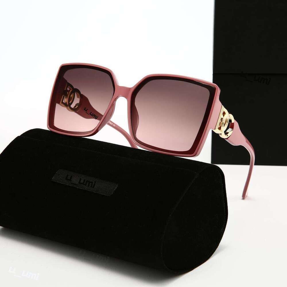 Luxury Designer Sunglasses Oversized Square Acetate Frame Gradient Lens Gold Tone Interlocking High Grade UV400 Protection Fashion DNA dg Eyewear For Women - 8 of 9