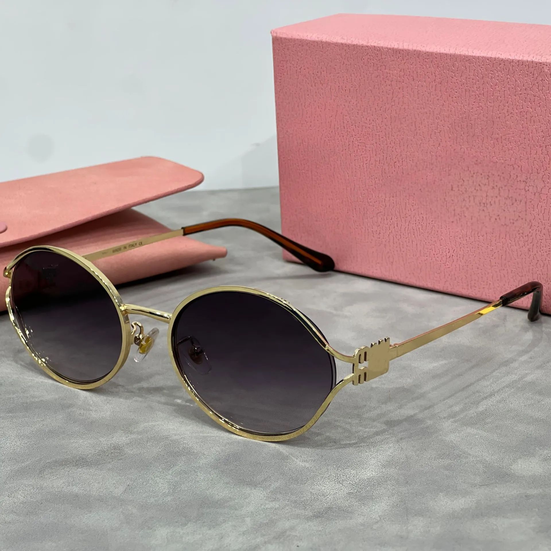 MU Classic Sunglasses Women HOT Designer Fashion Retro Eyewear Outdoor Beach Leisure Style Goggles UV400 Anti-Ultraviolet Metal Oval Full Frame Random Box High mm - 4 of 5