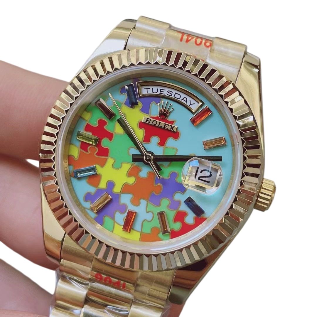 U1 Rolex Day Date 40MM emoji-puzzle Case Automatic Stainless Steel Watch Bezel Men's Watch Sapphire Glass Case New - 1 of 6