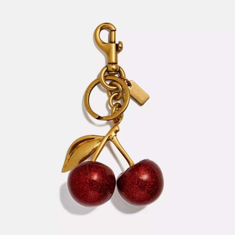 Little Charm, Big Smile Charm Women Key Rings keychain with box Retro-Cool Cherry In Glittery Resin Clip it To Favorite f Keys For Refreshing Style key chain Lanyards - 1 of 8
