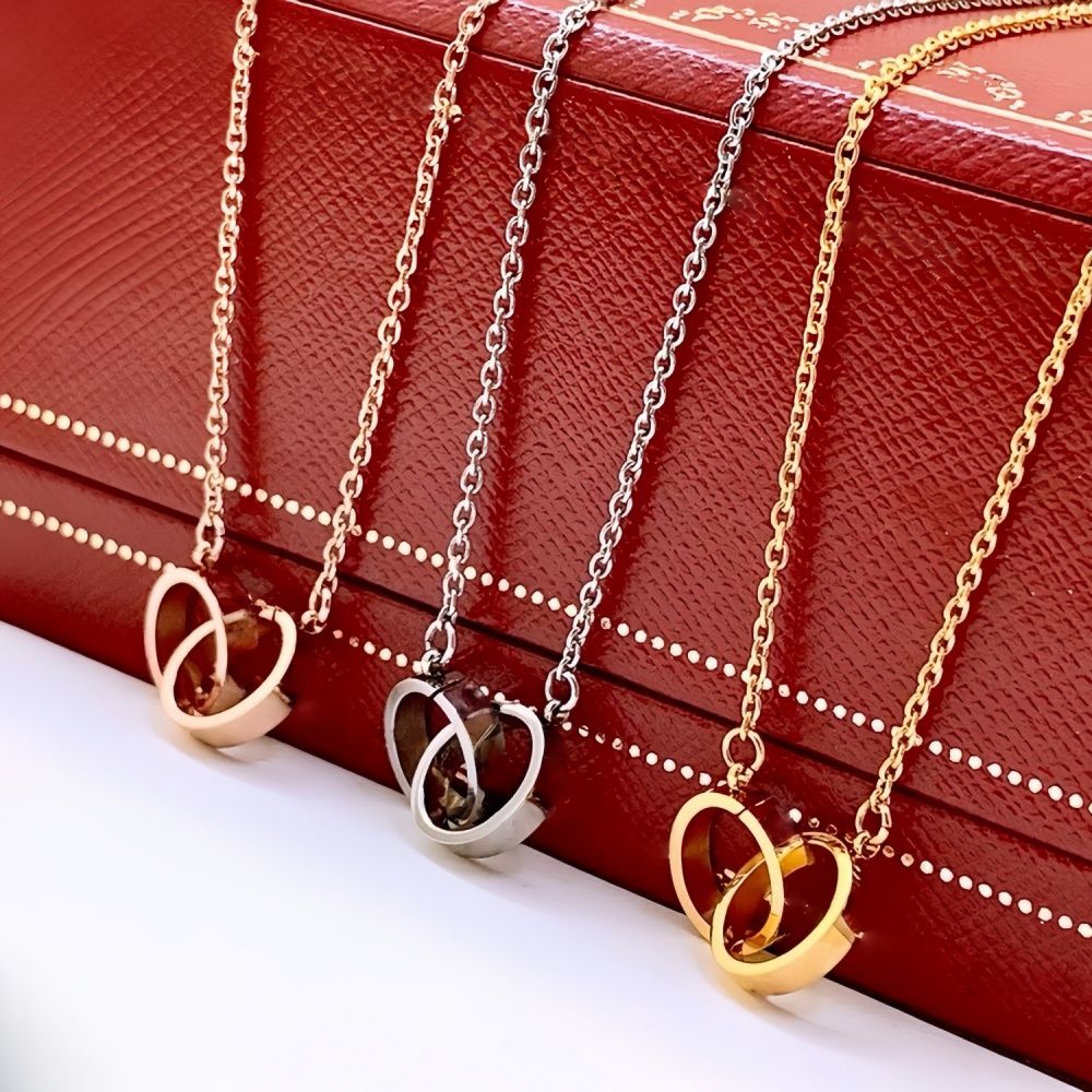 Luxury designer jewelry love gold necklace designer women men diamond fashion stainless steel daily outfit Valentine's Day gift high quality silver design necklace - 3 of 4