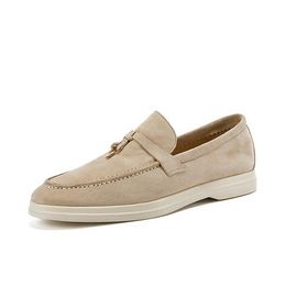 Casual Shoes Men's Walking Driving Unisex All Genuine Leather Loafer Sheepskin Suede Flat Women's Large - dupehive