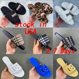 Designer Slides Fashion Shoes Sandals Wool integrated Women Men slippers Slides Size 35-48 - dupehive