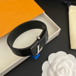 Luxury Men Leather Bracelet Bangle Black With Womens Birthday Gifts Bangle Hand Jewelry Christmas Fashion Style Gift Bracelet - dupehive