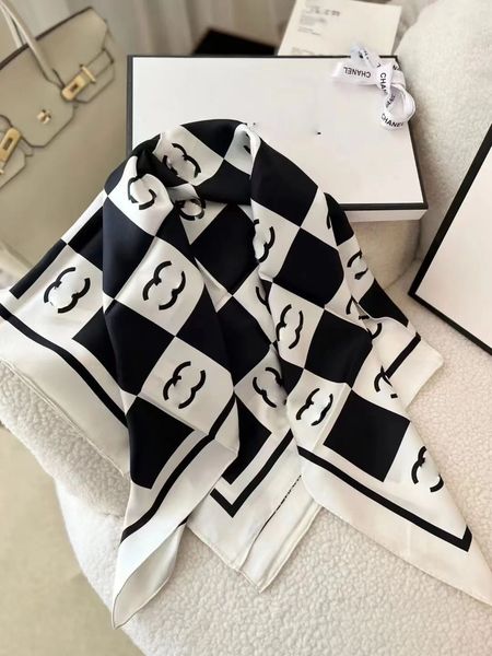 Designer women's printed square made of smooth spun fabric with multiple functions can be used as a scarf headband bag decoration ribbon 90X90cm - Fashion Collection - dupehive