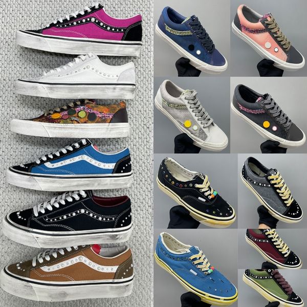 26S New Luxury Pearl Canvas Designer Pearlized Shoes Men Women Vintage Pendant Lace Up Trainers Casual Sports Lightweight Comfortable Daily Walk Flat Shoes 1083 - Fashion Collection - dupehive