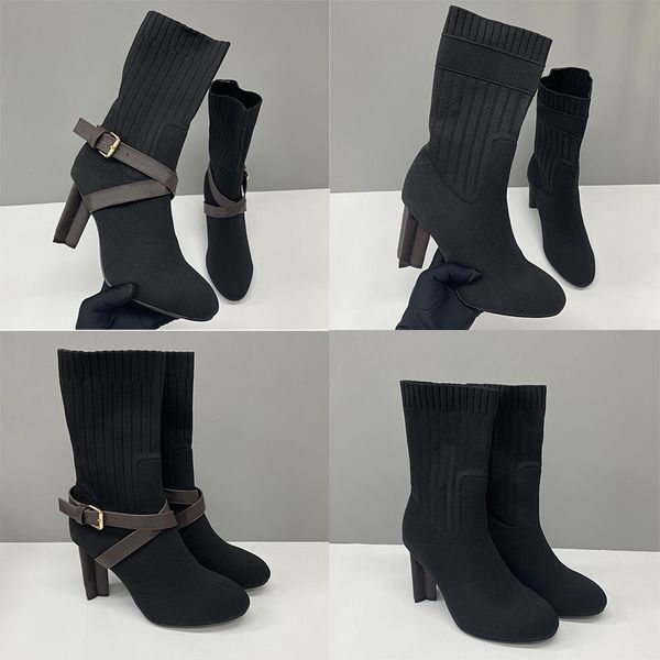 Designer Women Sock Boots Silhouette Ankle Boot Black Martin Booties Stretch High Heel Boots Over The Knee Boots Winter Canvas Cowboy Boots Thick Letter Shoes 50 - Shoes & Accessories - dupehive
