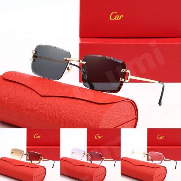 Luxury Designer Sunglasses Panthere Santos Rimless Metal Frame Titanium Gold Tone Leopard Claw Detail UV400 Protection Fashion Eyewear For Men Women With Box - Fashion Collection - dupehive