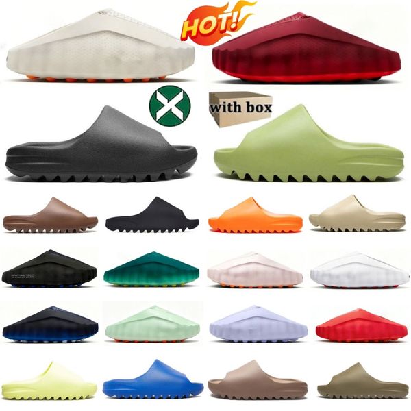 Free Shipping Designer slides for men slippers 001 onyx Bone Azure Flax Pure Ochre glow green Resin Soot womens sandals solid slide slipper sandal - Shoes & Accessories - dupehive