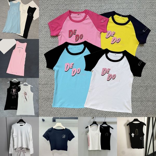 Designer Printed T Shirts Women Round Neck Slim Fit Bottoming Tops Summer Brand Street Style Tank Top Birthday Nightclub Vest - Apparel - dupehive
