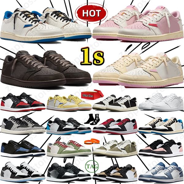Designer for Men Women Low 1 1s Basketball Shoes Sneakers Black Phantom Tropical Pink Sail Medium Olive Outdoor Sports Trainers Sneaker Traviscotts Shoes EUR 36-45 - Shoes & Accessories - dupehive