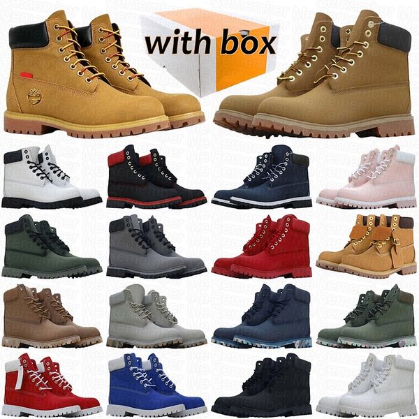 With Box Designer Boots Cowboy White Black Blue Pink Hiking Ankle Booties Men Women Winter Shoes tan bottom Platform Half Boot - Shoes & Accessories - dupehive