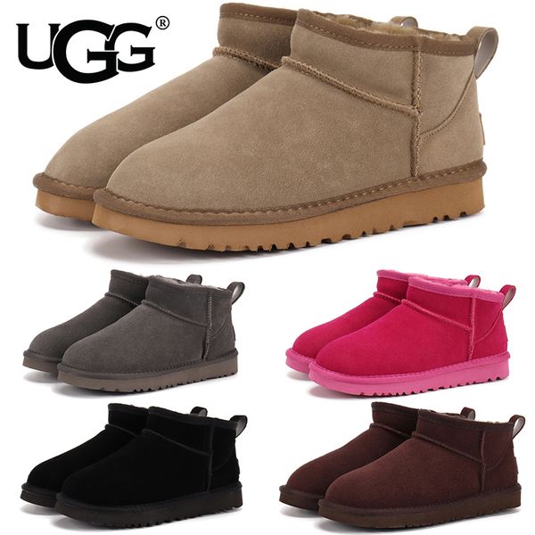 UGG Women's Classic Ultra Mini Snow Boots Suede Shearling Lined Flat Sole Anti-slip Warm Winter Ankle Boots Multiple colors - Shoes & Accessories - dupehive