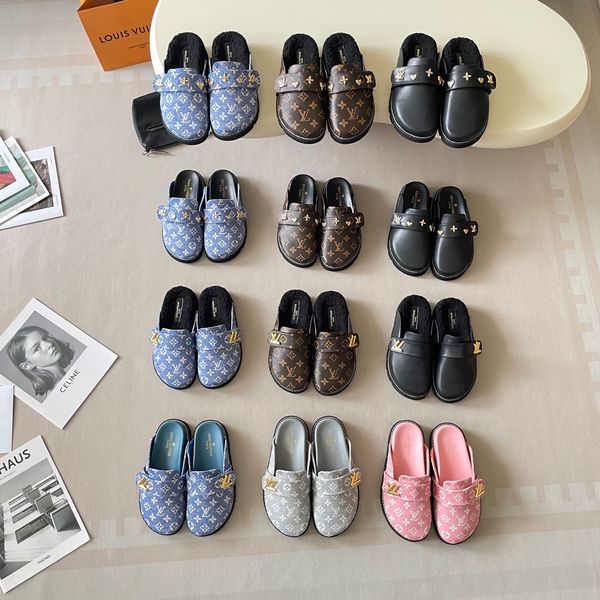 Louis Vuitton Cosy comfort Mule Clogs For Women Fleece Lined Warm Backless Platform Slides Non Slip Casual Autumn Winter Indoor Outdoor Slippers Multiple colors - Shoes & Accessories - dupehive