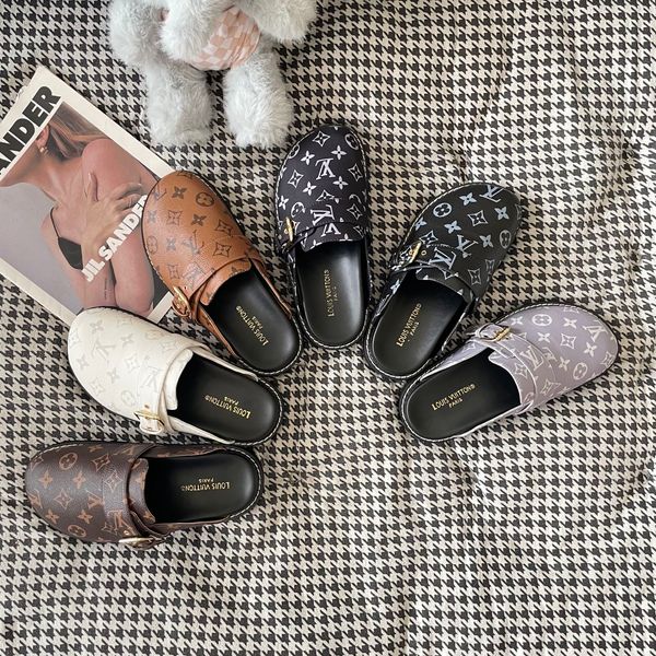 Louis Vuitton Cosy Flat Comfort Clog Easy Mule Women Gold Luxury Monogram Print Slipper Soft Flat Sole Outdoor Casual Walking Slippers Multiple colors - Shoes & Accessories - dupehive