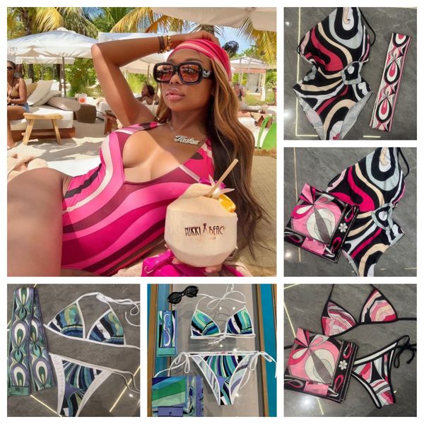 Women's Bikini Swimsuit Colorful Split V Neck 3 Piece Set With Scarf Skirt Sexy Designer Beachwear For Vacation Bathing Suits - Apparel - dupehive