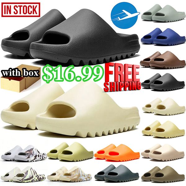 free shipping with box designer mens womens slides slippers sandals desert sand Bone Resin Slate Grey Glow Green slide sandal shoes summer - Shoes & Accessories - dupehive