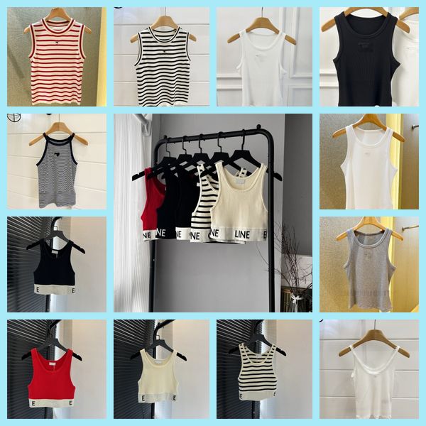 Women's T Shirts Women Tank Top Womens Designer Shirt Black White Strip Letter Summer Short Sleeve Ladies Clothing Size S-L Camis Tops Femme - Apparel - dupehive