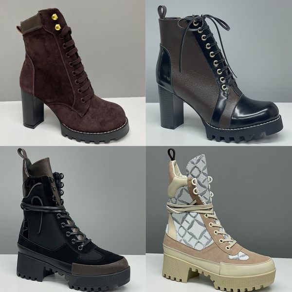 Designer Women Ankle Boot Luxury Martin Desert Boots High Heel Boots Suede Calf Leather Winter Boots Camel Over Knee Boot Woman Classic Vintage Print High Quality 013 - Shoes & Accessories - dupehive