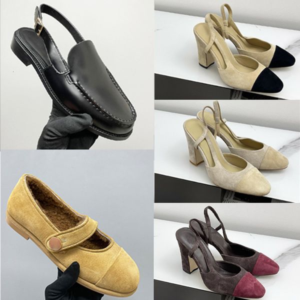 Designer Heels Slingback Shoes Leather Suede Loafers Women Ballet Flats Sling Back Wool Loafer Sandal Party Dress Shoes Fashion Casual Shoes 755 - Shoes & Accessories - dupehive
