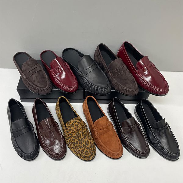 Top Quality Ruched Penny Loafers Le Loafers Backless Mules Designer Men Women Creased Real Leather Suede Slip On Flat Dress Shoe Classic Daily Street Shoe Size EU35-47 - Fashion Collection - dupehive