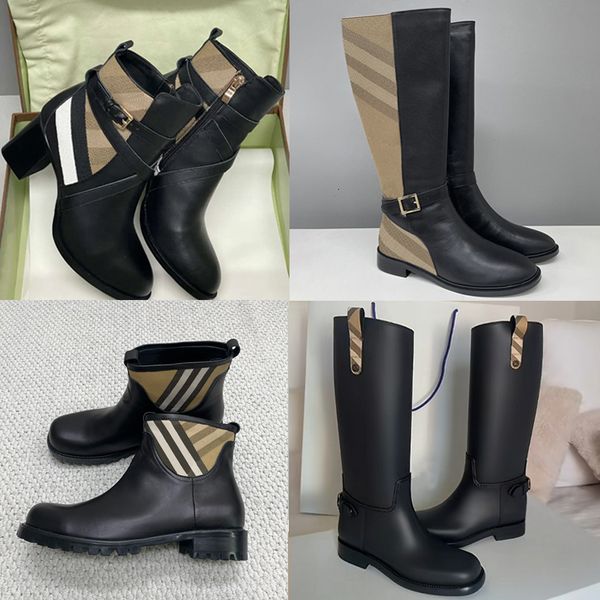 designer boots check leather ankle boots women martin boots over the knee high boots low heel real leather warm booties snow shoes winter boots high heel boots 633 - Shoes & Accessories - dupehive