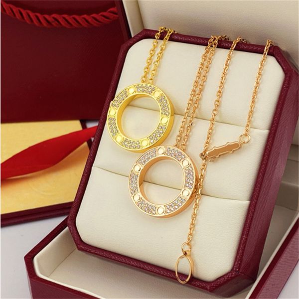 Luxury Designer Necklace Diamond Screw Love Necklaces For Men Cool Aesthetic Double Hoop Cjeweler Chains Woman Pendant Necklaces Ladies jewlery designer for women - Jewelry - dupehive