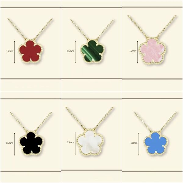 necklace designer for women Classic 15MM necklace clover stainless steel jewlery mother of pearl diamonds flower pendant necklace designer jewelry women gift box - Jewelry - dupehive