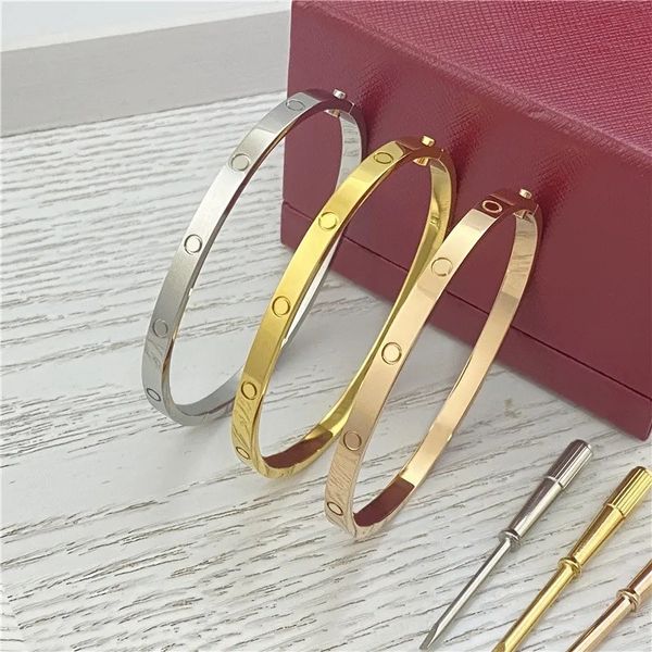 4mm 6mm love Bangles ring Titanium Steel Bracelet with ZC Stone Screwdriver C Bracelets for Women Men Lover with Gift Box DUST BAG S12103 - Fashion Accessories - dupehive