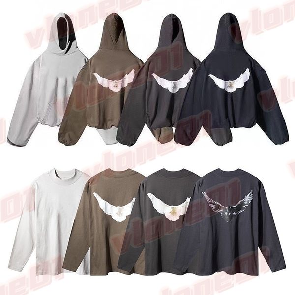 Mens Hoodies Man Women Designer White Dove Pattern Print Long Sleeve Hoodie Designers Womens Street Style Hip Hop Sweatshirt Size S-XL - Apparel - dupehive