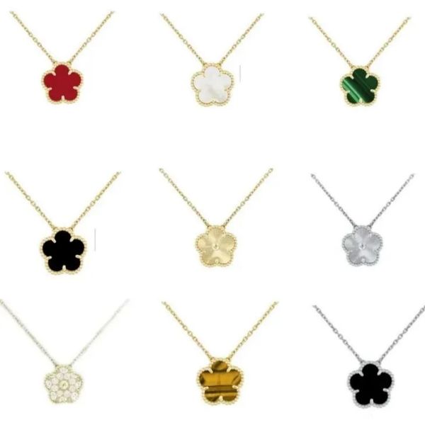 5 flower jewelry luxury designer necklace clover necklace women mother of pearl diamond stainless steel chain plated gold pendant silver wedding necklaces woman - Jewelry - dupehive