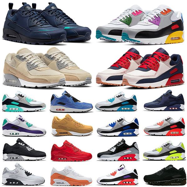 Designer 90 Running Shoes Men Women Fashion Shoes Leather Mesh Triple Black White Red Blue Light Smoke Grey Sneaker Trainers Outdoor Sports Tennis Eur 36-45 - Shoes & Accessories - dupehive