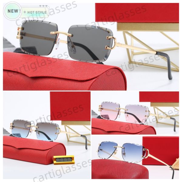 Luxury Designer Sunglasses Mens Rimless Panther Sunglasses Womens Polarized UV Protection Sun Glasses Vintage Driving Shades Lunettes De Soleil Femme - Fashion Accessories - dupehive