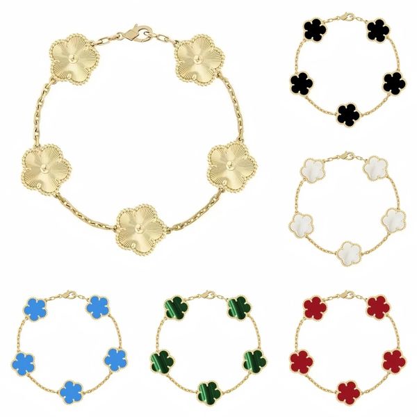 have 5 flower bracelet designer jewelry women bangle classic wedding gift white mother-of-pearl diamond bracelet fashion charm 18K gold plated 4 leaf clover bracelet - Jewelry - dupehive