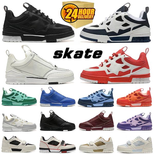 Designer Skate Series Sneakers Men Women Casual Shoes Top Quality Calfskin Platform Trainers Leather Lace-Up Overlays Sneaker - Shoes & Accessories - dupehive