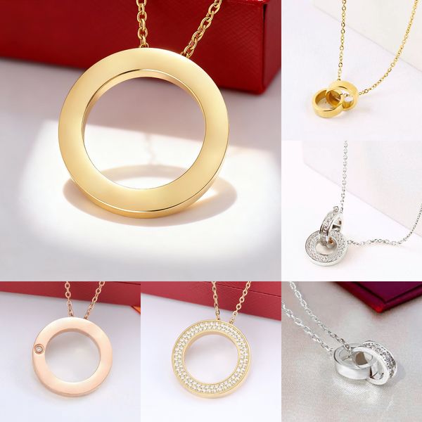 love necklace luxury jewelry designer necklace for woman circle pendant necklace with diamond 45cm screw necklace cross stone stainless steel necklace womens gift - Jewelry - dupehive