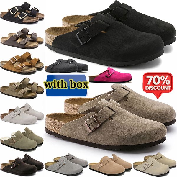 free shipping with box designer slippers men women clogs suede leather mules mens stylish slides outdoor comfortable sandals black brown sand grey shoes - Shoes & Accessories - dupehive